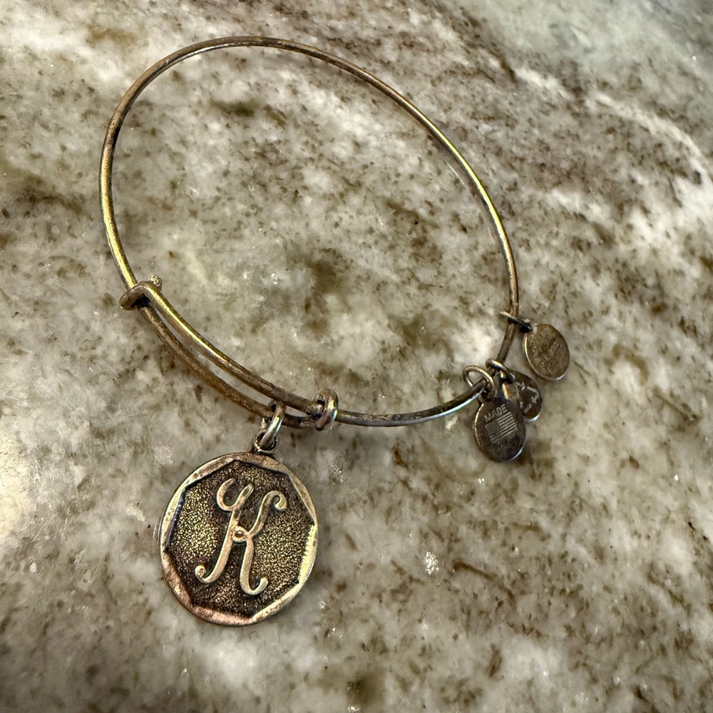 Alex & Ani Gold Charm Bracelet Initial K Monogram